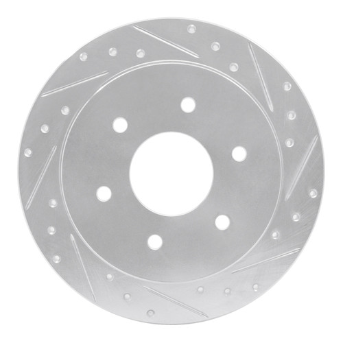 R1 04-15 Infiniti QX56 Rear Right Drilled & Slotted Silver Brake Rotor