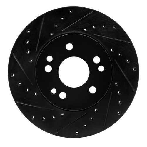 R1 90-95 Mercedes-Benz E320 Front Left Drilled & Slotted Black Brake Rotor