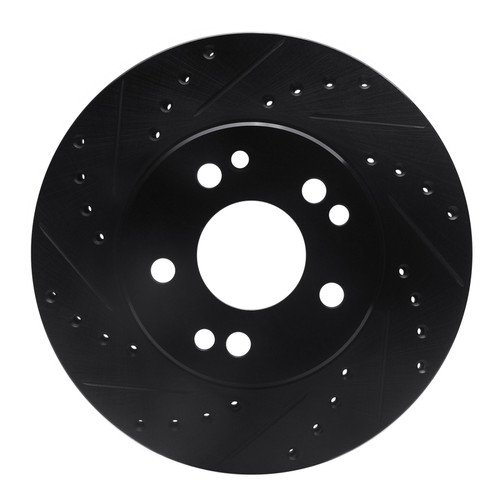 R1 84-95 Mercedes-Benz E300 Front Left Drilled & Slotted Black Brake Rotor