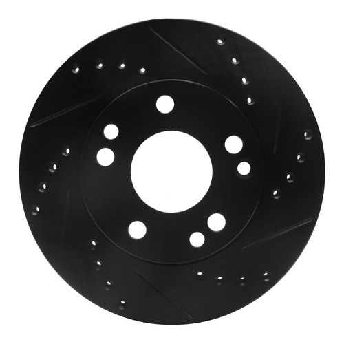 R1 87-93 Mercedes-Benz 190D Front Right Drilled & Slotted Black Brake Rotor