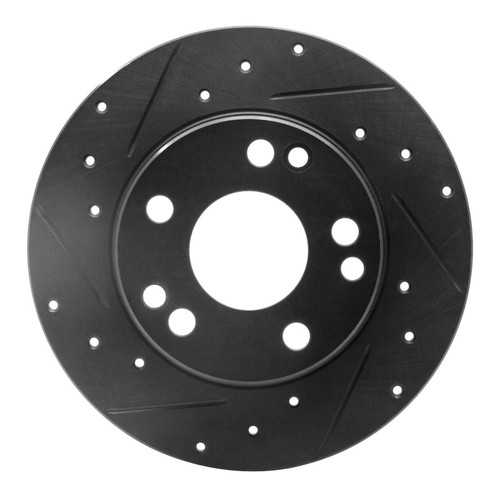 R1 83-89 Mercedes-Benz 190D Front Left Drilled & Slotted Black Brake Rotor
