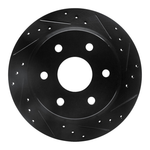R1 99-07 Chevrolet Suburban 1500 Rear Right Drilled & Slotted Black Brake Rotor