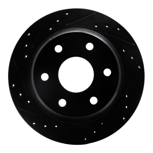 R1 99-07 Chevrolet AVALANCHE 1500 Rear Left Drilled & Slotted Black Brake Rotor