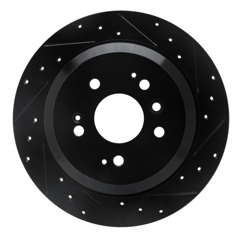 R1 16-25 Honda Ridgeline Rear Right Drilled & Slotted Black Brake Rotor