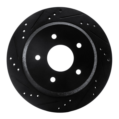 R1 98-05 Chevrolet S10 Rear Left Drilled & Slotted Black Brake Rotor