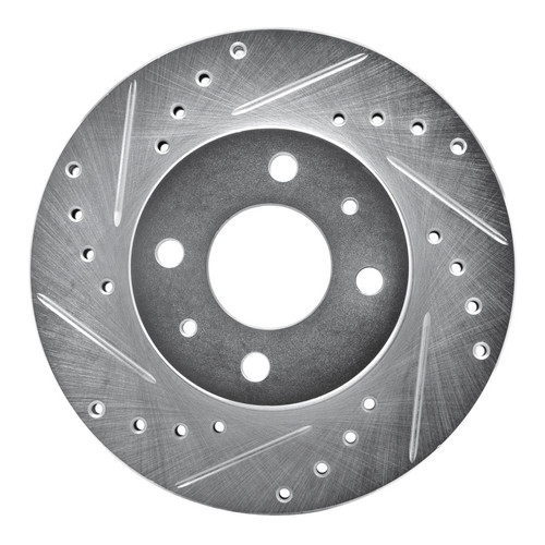 R1 88-06 Nissan Sentra Front Left Drilled & Slotted Silver Brake Rotor