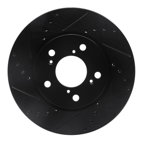 R1 05-10 Honda Odyssey Front Left Drilled & Slotted Black Brake Rotor
