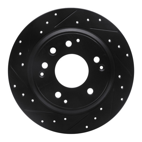 R1 91-99 Acura Legend Rear Left Drilled & Slotted Black Brake Rotor