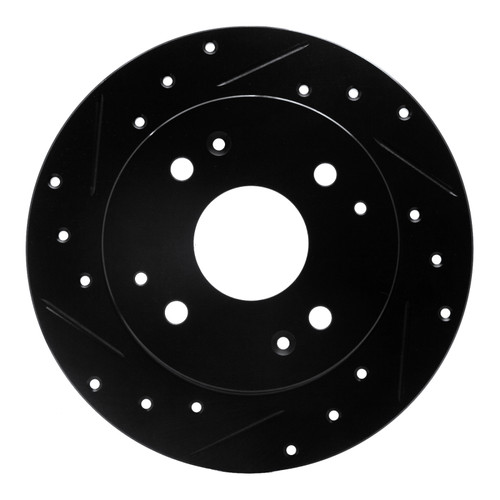 R1 98-02 Acura CL Rear Left Drilled & Slotted Black Brake Rotor