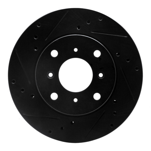 R1 92-96 Honda Prelude Front Left Drilled & Slotted Black Brake Rotor