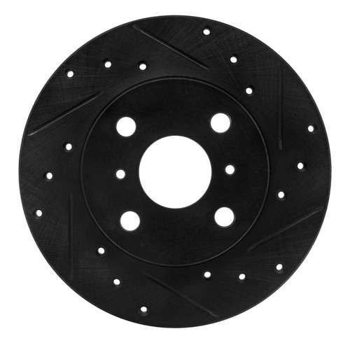 R1 83-90 Toyota Tercel Front Right Drilled & Slotted Black Brake Rotor