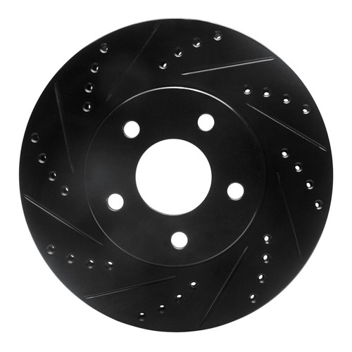 R1 07-10 Chevrolet Cobalt Front Left Drilled & Slotted Black Brake Rotor