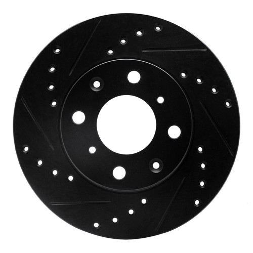 R1 84-90 Honda Accord Hatchback Front Left Drilled & Slotted Black Brake Rotor