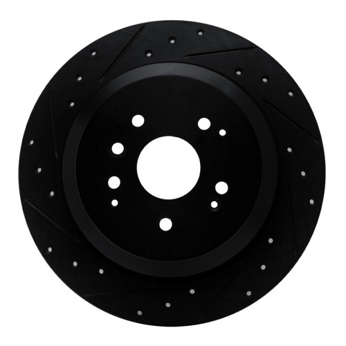 R1 14-16 Acura MDX Rear Left Drilled & Slotted Black Brake Rotor