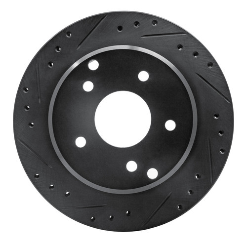 R1 84-87 Chevrolet Corvette Rear Left Drilled & Slotted Black Brake Rotor