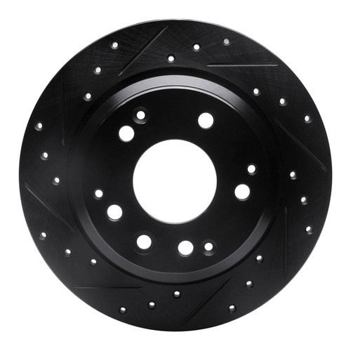 R1 99-01 Acura RL Rear Left Drilled & Slotted Black Brake Rotor