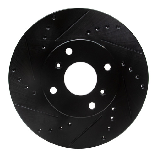 R1 98-99 Acura CL Front Left Drilled & Slotted Black Brake Rotor