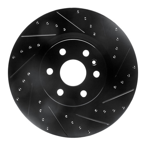 R1 10-16 Cadillac SRX Front Right Drilled & Slotted Black Brake Rotor