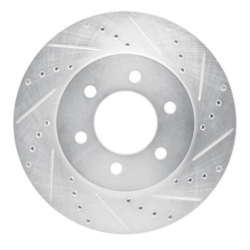 R1 02-06 Ford Expedition Front Right Drilled & Slotted Silver Brake Rotor