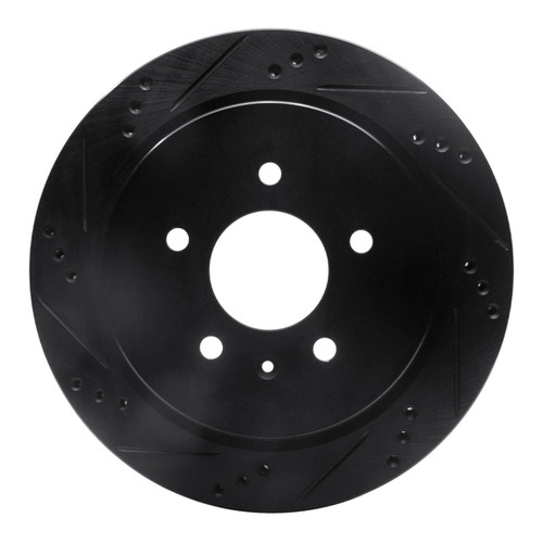 R1 03-11 Cadillac CTS Rear Left Drilled & Slotted Black Brake Rotor