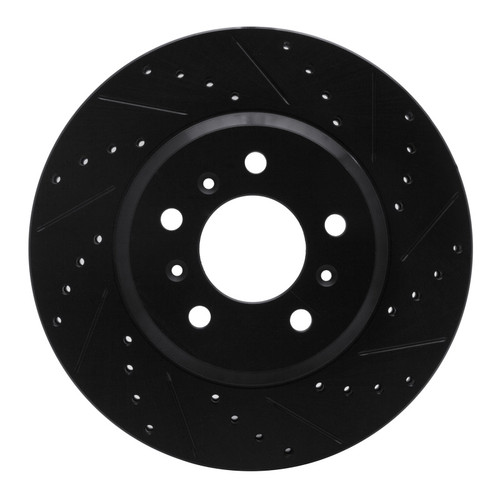 R1 06-16 Buick Lucerne Front Right Drilled & Slotted Black Brake Rotor