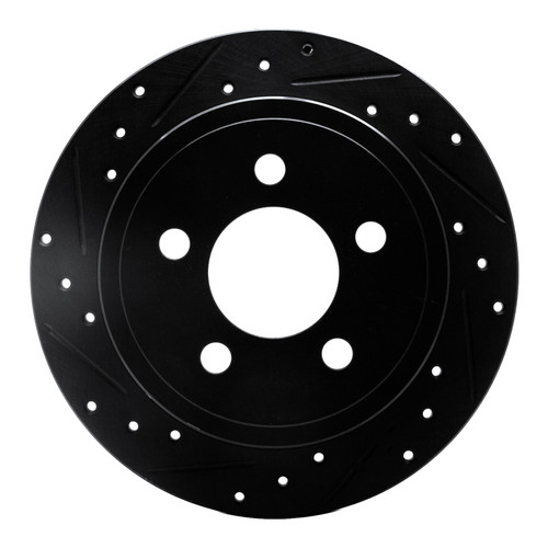 R1 03-07 Jeep Liberty Rear Left Drilled & Slotted Black Brake Rotor