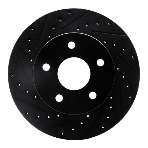 R1 99-04 Jeep Grand Cherokee Front Left Drilled & Slotted Black Brake Rotor