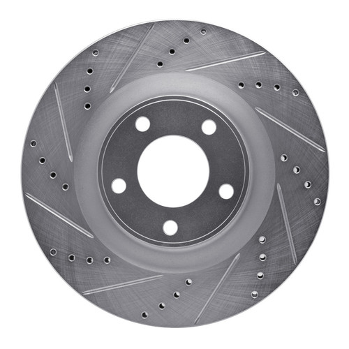 R1 07-15 Ford Edge Front Left Drilled & Slotted Silver Brake Rotor