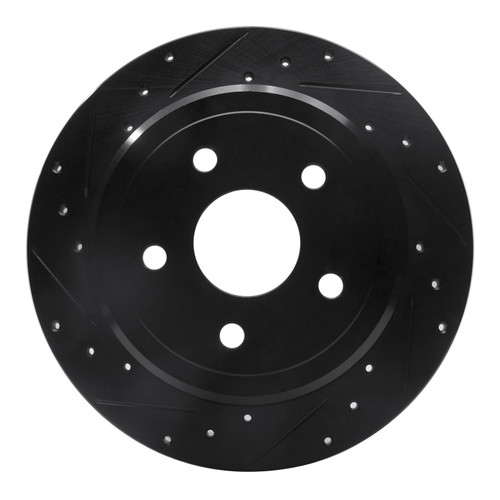 R1 05-10 Jeep Grand Cherokee Rear Left Drilled & Slotted Black Brake Rotor