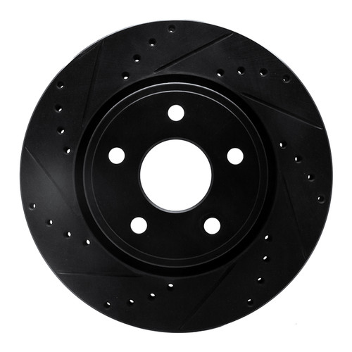 R1 05-10 Jeep Commander Front Left Drilled & Slotted Black Brake Rotor