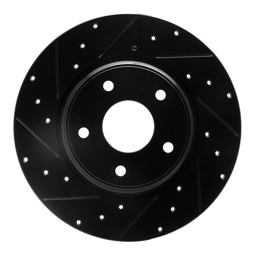 R1 12-20 Chrysler Town & Country Rear Left Drilled & Slotted Black Brake Rotor