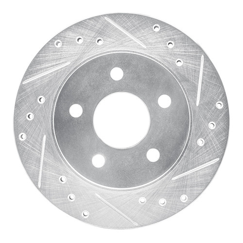 R1 93-98 Ford Thunderbird Rear Right Drilled & Slotted Silver Brake Rotor