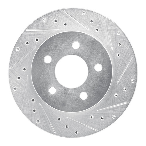 R1 82-90 Ford Mustang Rear Right Drilled & Slotted Silver Brake Rotor