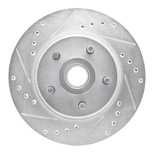 R1 82-87 Ford Mustang Front Left Drilled & Slotted Silver Brake Rotor