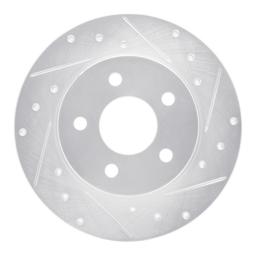 R1 04-12 Chevrolet Malibu Rear Right Drilled & Slotted Silver Brake Rotor