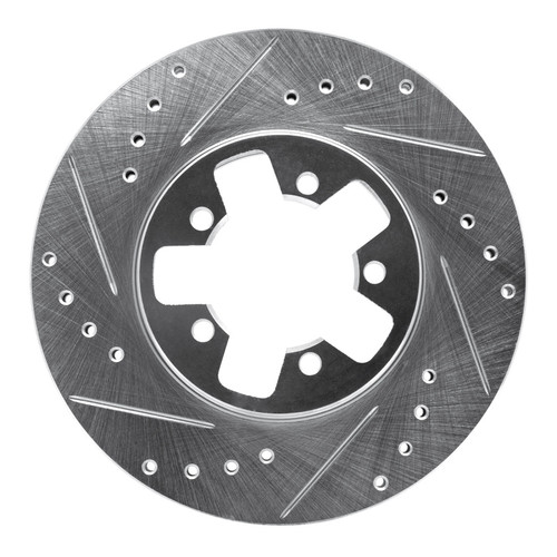 R1 1984-1989 Nissan 200SX Front Left Drilled & Slotted Silver Brake Rotor