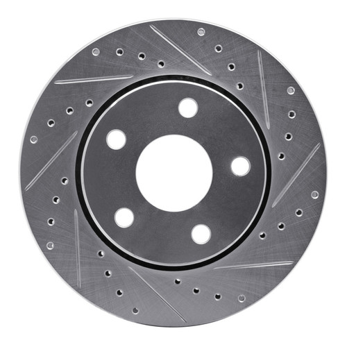 R1 07-18 Jeep Wrangler Front Right Drilled & Slotted Silver Brake Rotor