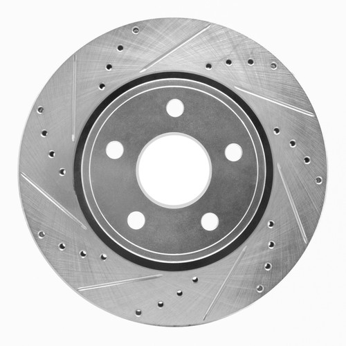R1 05-10 Jeep Commander Front Left Drilled & Slotted Silver Brake Rotor