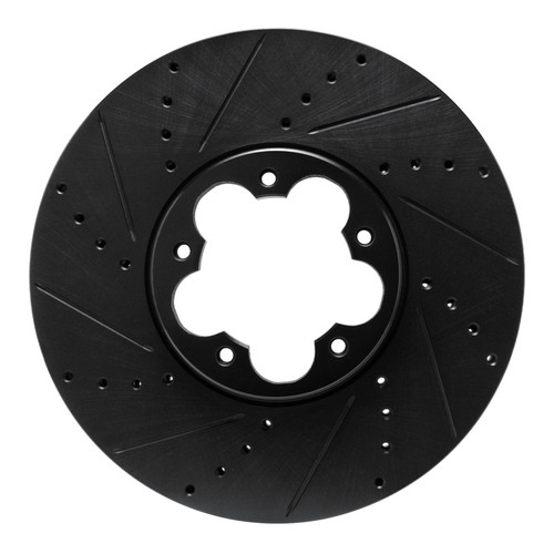 R1 2020-2025 Ford Transit-350/SRW Front Left Drilled & Slotted Black Brake Rotor