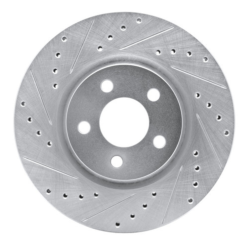 R1 03-09 Chrysler PT Cruiser Front Left Drilled & Slotted Silver Brake Rotor