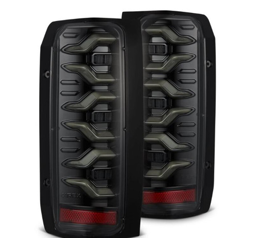 AlphaRex 87-96 Ford Bronco/F-150 Luxx-Series LED Tail Lights - Alpha-Black