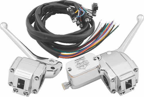 Bikers Choice 72-81 FLH/FX Chrome Handlebar Control Kit W/Black Switches