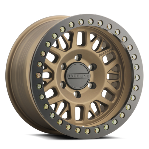 Raceline RT951B Ryno 17x9in/6x139.7 BP/-12mm Offset/106.1mm Bore- Bronze & Black Ring Beadlock Wheel