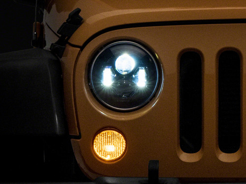 Raxiom 07-18 Jeep Wrangler JK 7-In LED Headlights- Black Housing (Clear Lens)