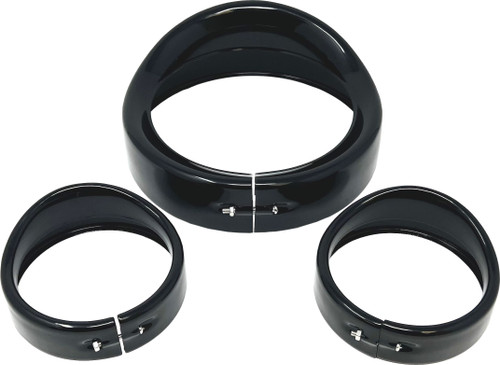 7" Gloss Blk Head/pass Lights  Frenched Visor Kit