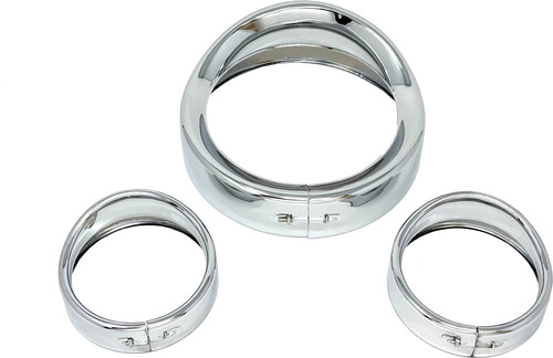7" Show Chrome Head/pass Lights  Frenched Visor Kit