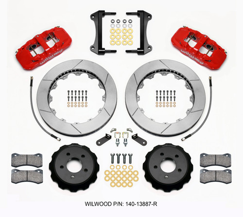 Wilwood AERO6 Front Hat Kit 15.00 Red 15-23 Mustang w/Lines