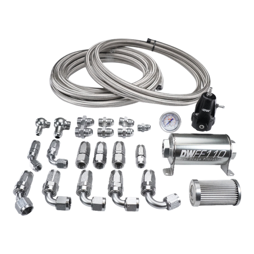 DeatschWerks X2 Series Pump Module -8AN Feed w/ -6AN return CPE Plumbing Kit for 92-00 Honda Civic