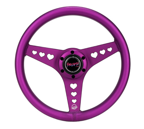 NRG All Aluminum Steering Wheel 330mm - Heart Cut Out- Ergonomic Grip- Anadized Purple