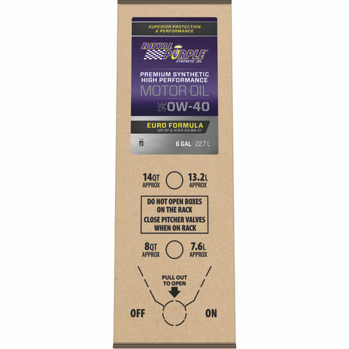 Royal Purple Premium Synthetic High Performance Euro Formula 0W40 Motor Oil - 6 Gallon Bag-In-Box